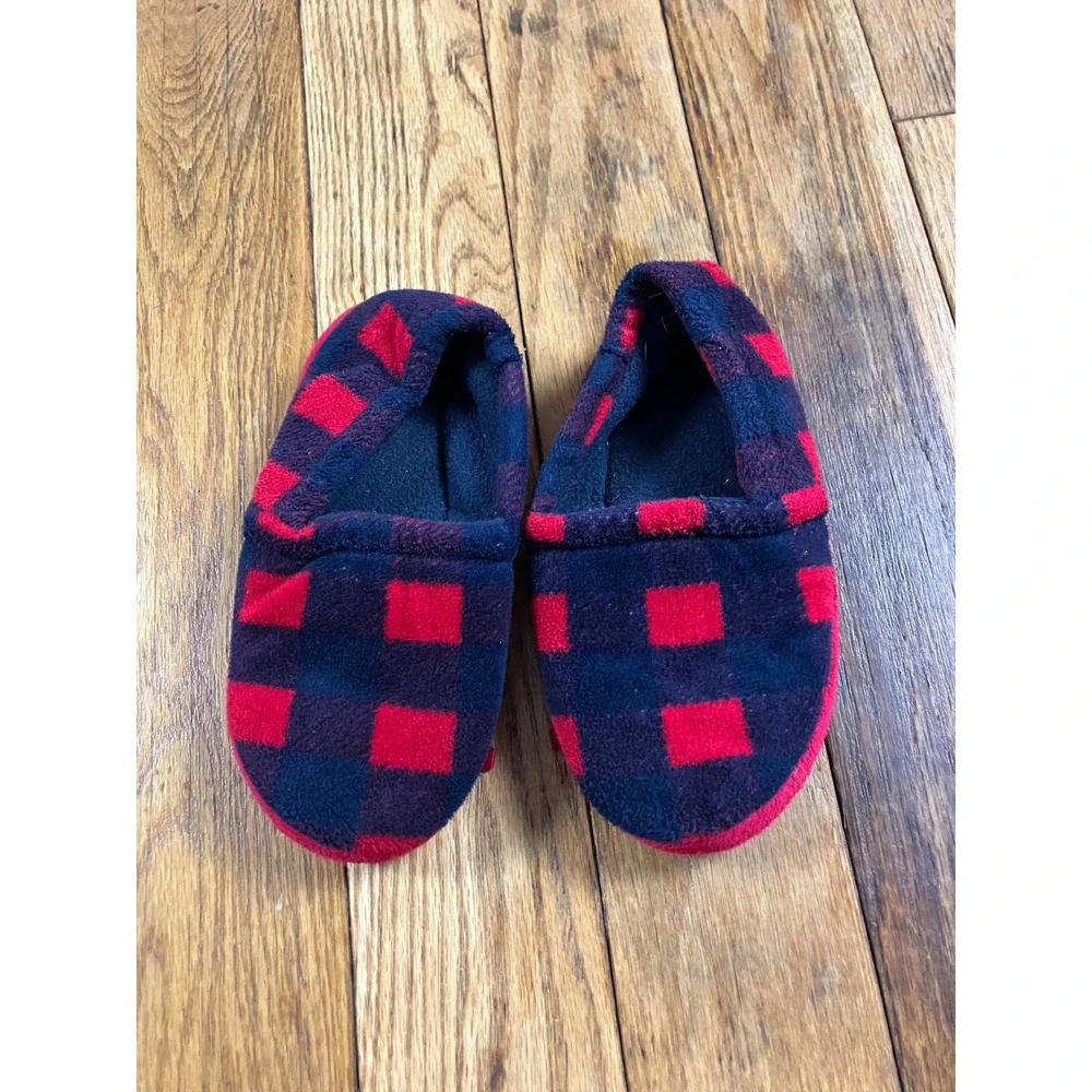 Buffalo Plaid Slippers Small US Size‎ 11-12 Toddler Kids Slip On Shoes